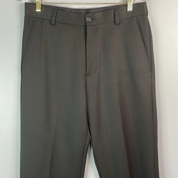 ARROW Mens Slim Dress Pants Black Flat Front Straight Tapered Leg Pockets 32x32 - Picture 3 of 9